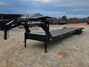 40'x7 Equipment Trailer (2) 8K Axles Straight Deck Slide in Ramps 14ply tires